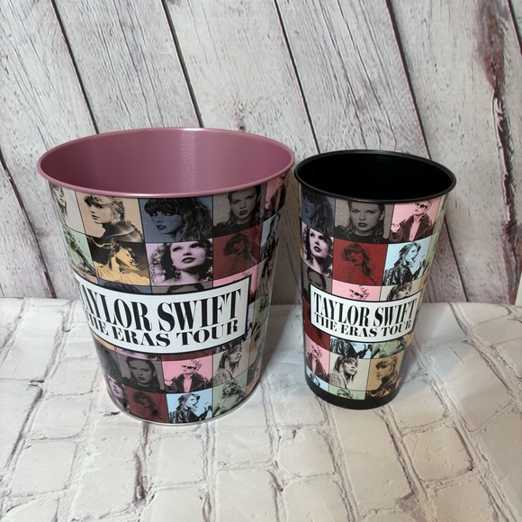 Taylor Swift The Eras Tour Metal Popcorn Bucket and Cup Golden Link - Picture 3 of 9